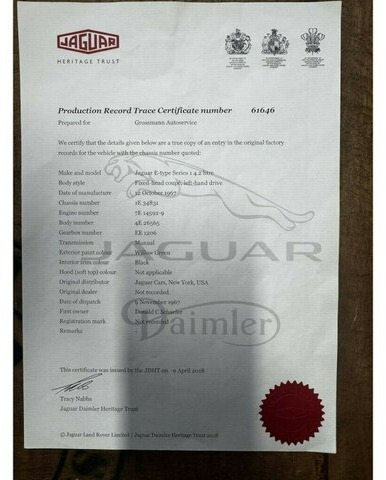 Car JAGUAR E-Type 4.2 Litre Series 1.5 FHC makellos...: picture 24 Car JAGUAR E-Type 4.2 Litre Series 1.5 FHC makellos...: picture 24