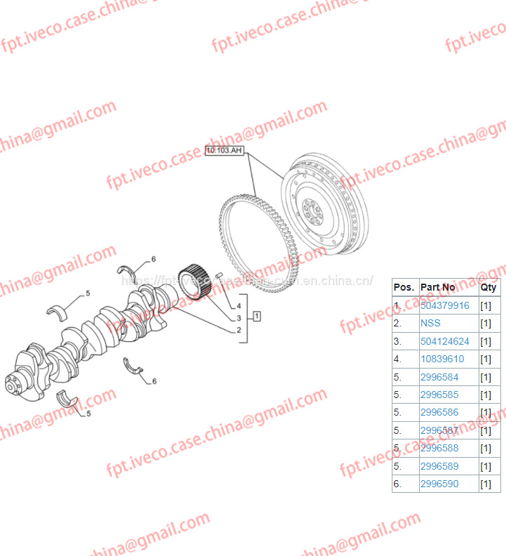 FPT IVECO CASE Cursor9 F2CFE614A*B041/F2CGE614F*V004 5802431166 Crankshaft tile Repair Kit (red)2996584/2996586/2996588/2996589 - Crankshaft for Truck: picture 1 FPT IVECO CASE Cursor9 F2CFE614A*B041/F2CGE614F*V004 5802431166 Crankshaft tile Repair Kit (red)2996584/2996586/2996588/2996589 - Crankshaft for Truck: picture 1