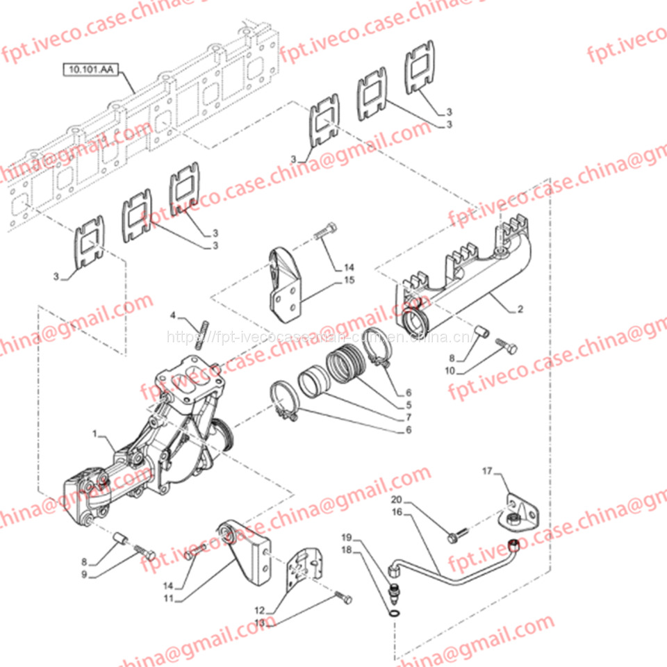 FPT IVECO CASE Cursor9 F2CFE614A*B041/F2CGE614F*V004 5802431166 Exhaust Mainfold 504289341 - Exhaust manifold for Truck: picture 2 FPT IVECO CASE Cursor9 F2CFE614A*B041/F2CGE614F*V004 5802431166 Exhaust Mainfold 504289341 - Exhaust manifold for Truck: picture 2