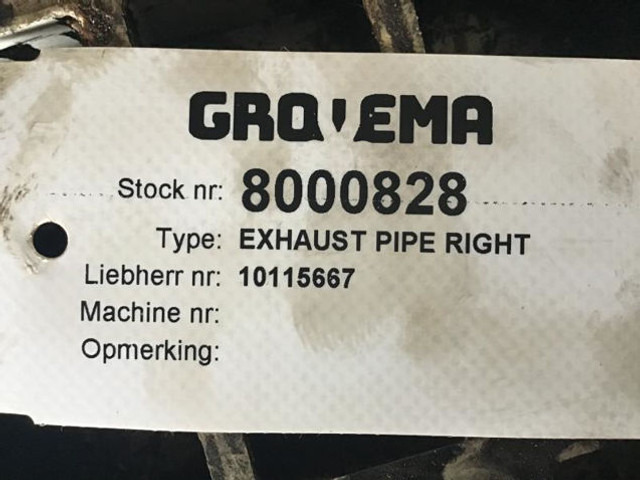 Exhaust pipe Liebherr Exhaust Pipe Right: picture 8 Exhaust pipe Liebherr Exhaust Pipe Right: picture 8