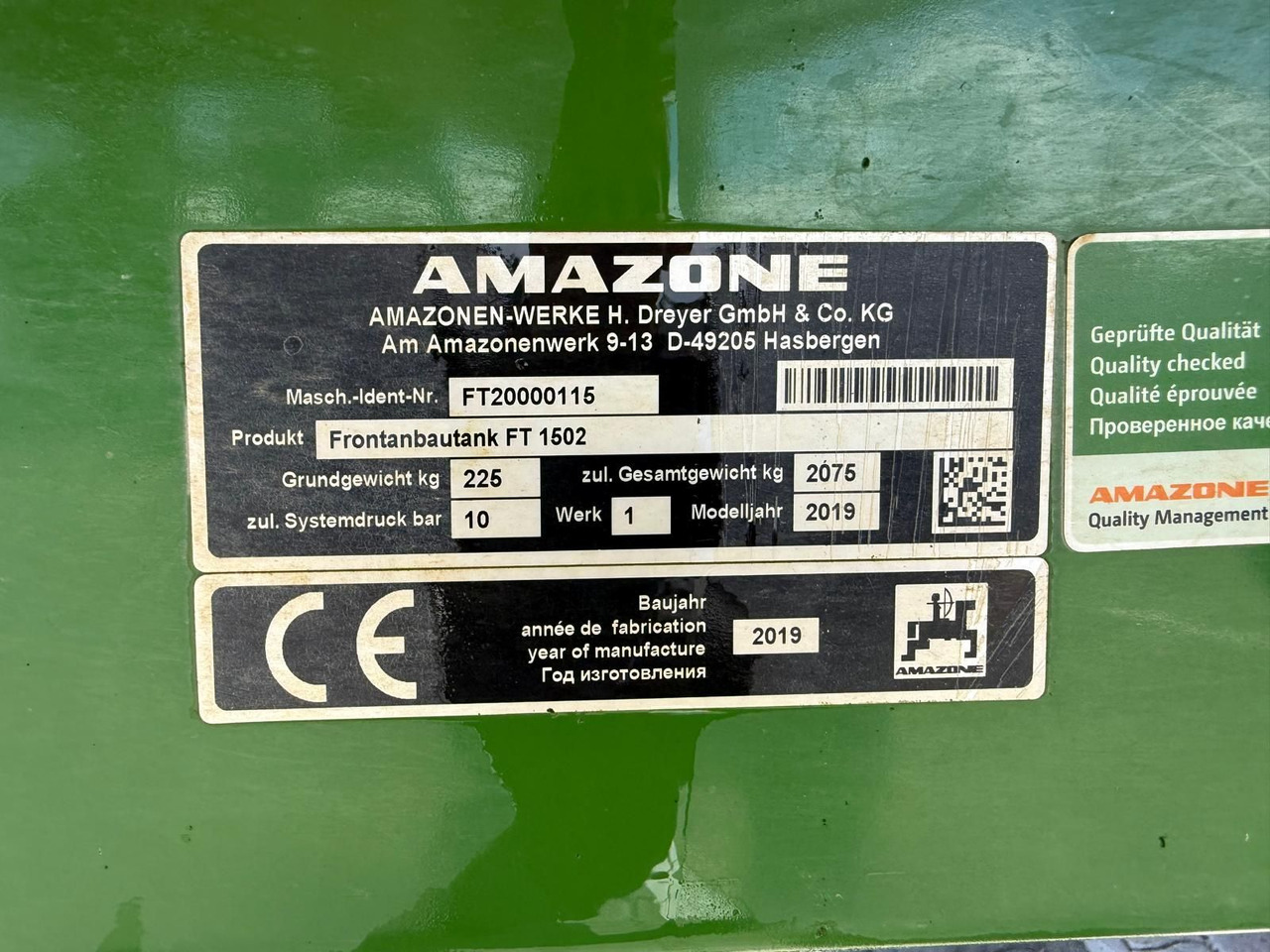 Amazone Amazone FT 1502 - Tractor mounted sprayer: picture 4 Amazone Amazone FT 1502 - Tractor mounted sprayer: picture 4