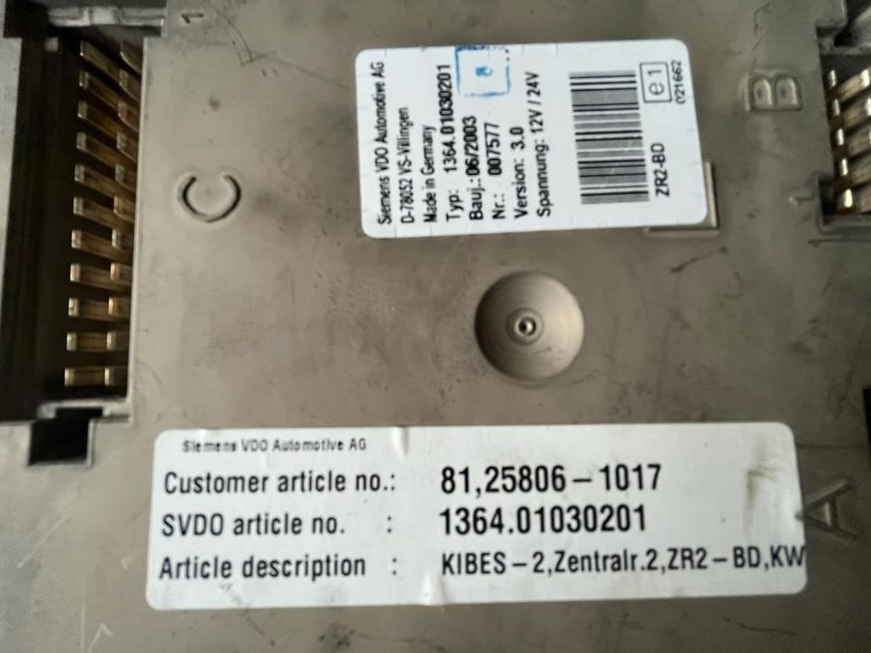 MAN Siemens VDO ZR2-BD Steuergerät 81.25806-1017 - ECU for Truck: picture 2 MAN Siemens VDO ZR2-BD Steuergerät 81.25806-1017 - ECU for Truck: picture 2