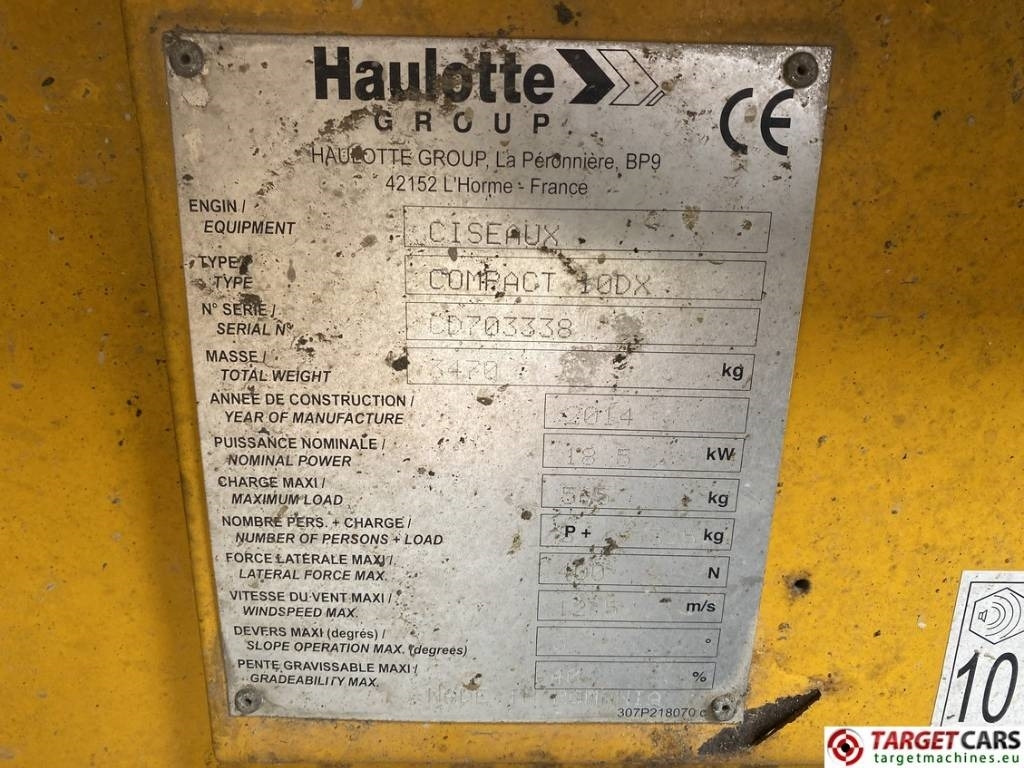Scissor lift Haulotte Compact 10DX Diesel 4x4 Scissor 1015cm DEFECT: picture 10