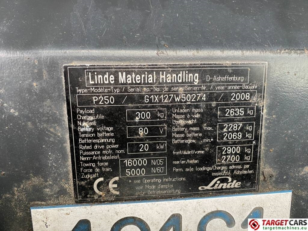 Municipal tractor Linde P250 Tow Tug Truck Tractor Electric 80V Max 25T: picture 17