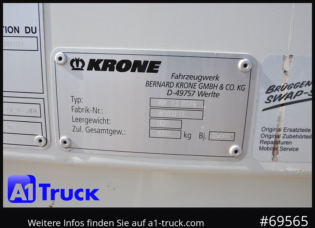 KRONE Wechselbrücke BDF 7,45 Koffer, Textil 2750mm innen, 20 x vorhanden - Swap body - box: picture 4 KRONE Wechselbrücke BDF 7,45 Koffer, Textil 2750mm innen, 20 x vorhanden - Swap body - box: picture 4