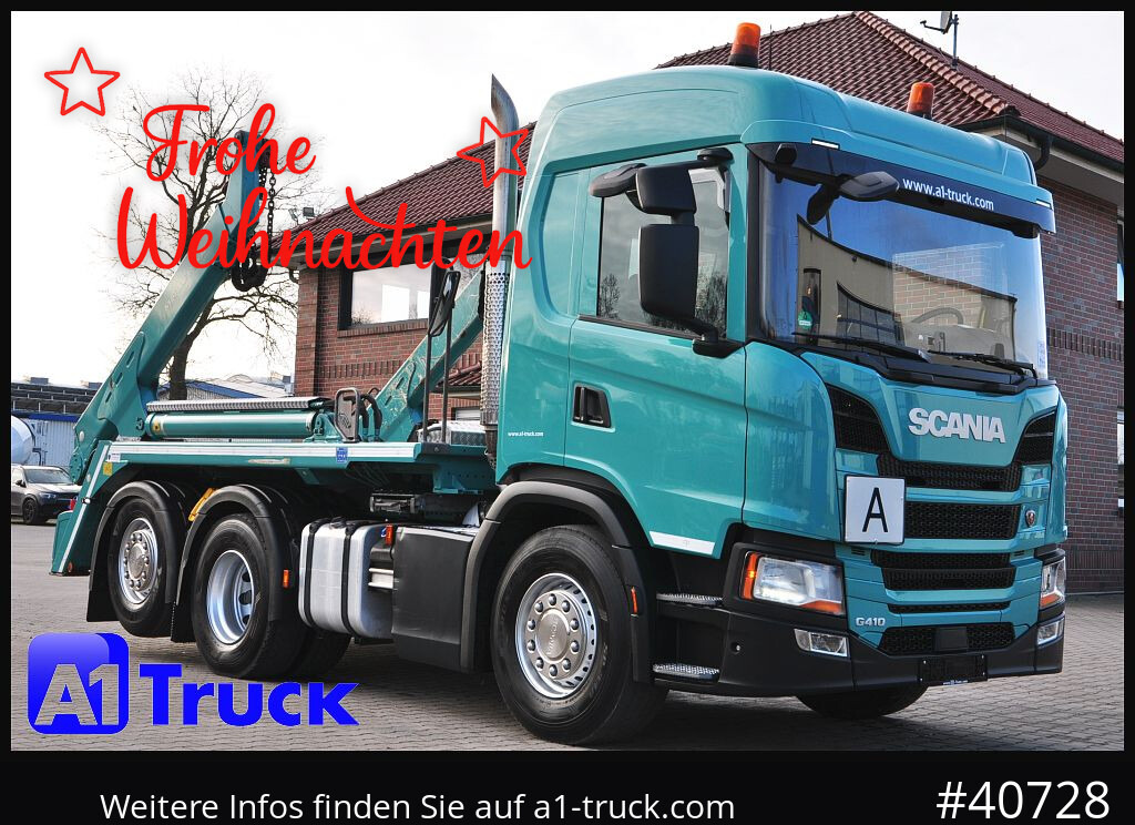 SCANIA G410 Meiller AK 16 Funk Lenkachse - Skip loader truck: picture 1 SCANIA G410 Meiller AK 16 Funk Lenkachse - Skip loader truck: picture 1