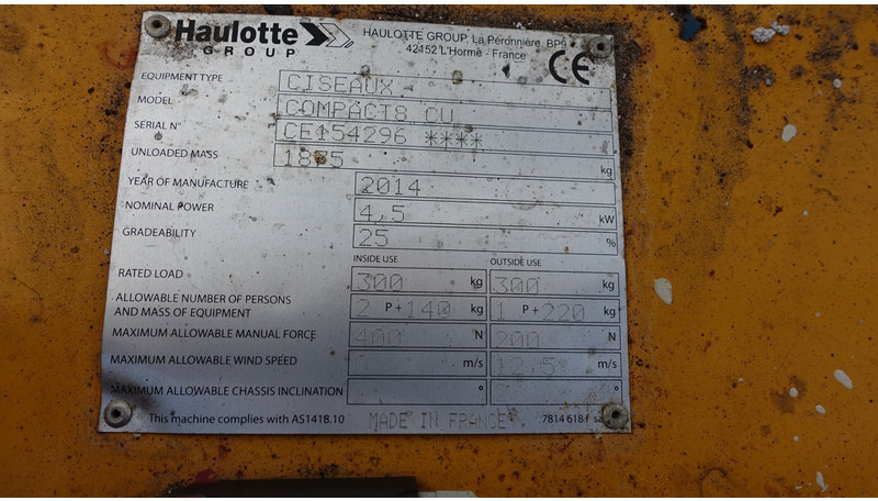 Haulotte Compact 8CU schaarhoogwerker - Scissor lift: picture 4 Haulotte Compact 8CU schaarhoogwerker - Scissor lift: picture 4
