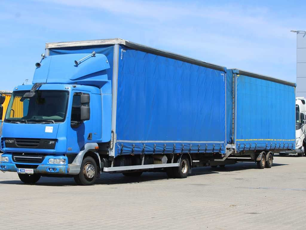DAF FA LF 45, EURO 5, PNEU 80% + TRAILER AGADOS - Curtainsider truck: picture 1 DAF FA LF 45, EURO 5, PNEU 80% + TRAILER AGADOS - Curtainsider truck: picture 1