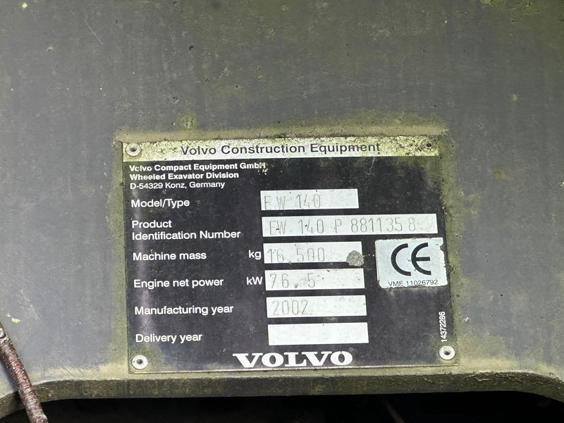 Wheel excavator Volvo EW140: picture 8