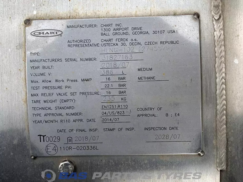 Scania LNG tank Scania 352 Liter 1776103 - Fuel tank for Truck: picture 5 Scania LNG tank Scania 352 Liter 1776103 - Fuel tank for Truck: picture 5