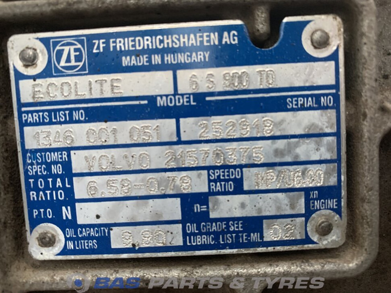 ZF FL Euro 6 Volvo ATO8006 I-Sync Versnellingsbak G0995 - Gearbox for Truck: picture 5 ZF FL Euro 6 Volvo ATO8006 I-Sync Versnellingsbak G0995 - Gearbox for Truck: picture 5
