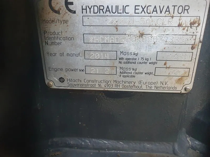 Mini excavator Hitachi ZX33U -5A -CLR: picture 6 Mini excavator Hitachi ZX33U -5A -CLR: picture 6