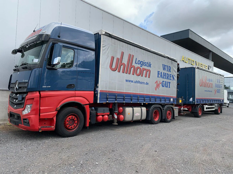 Mercedes-Benz Actros 2548 6X2 + Aanhanger*Palfinger crane*Cruise control*Airco* - Curtainsider truck, Crane truck: picture 2 Mercedes-Benz Actros 2548 6X2 + Aanhanger*Palfinger crane*Cruise control*Airco* - Curtainsider truck, Crane truck: picture 2