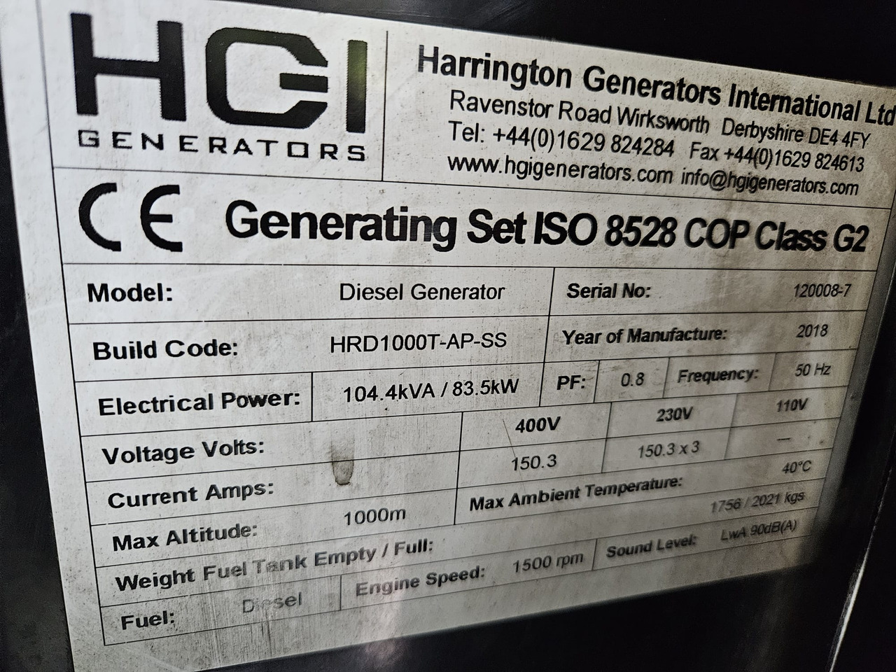Generator set HGI 100KVA PERKINS GENERATOR DIESEL SILENT RENTAL SPECIFICATION HGI 100KVA PERKINS GENERATOR DIESEL SILENT RENTAL SPECIFICATION: picture 6