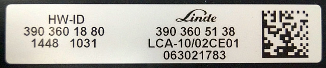 Linde 3903605138 | Controller LCA - 10/02CE01 3903601880 sn. 063021783 from R16H - ECU for Material handling equipment: picture 4 Linde 3903605138 | Controller LCA - 10/02CE01 3903601880 sn. 063021783 from R16H - ECU for Material handling equipment: picture 4