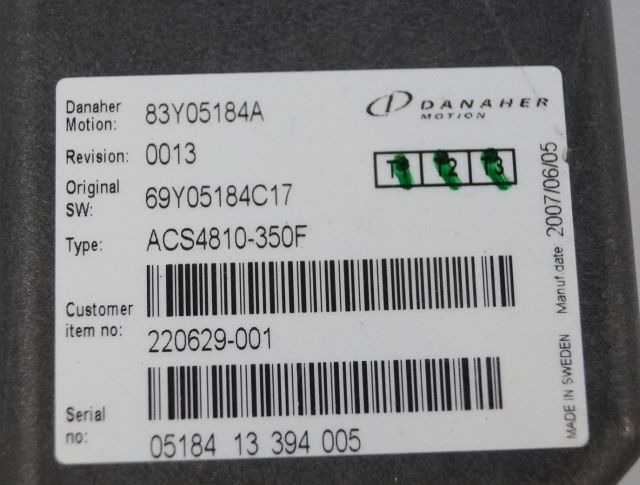 Toyota/BT 220629-001 | Danaher motion AC Superdrive motor controller 83Y05184A A Danaher motion AC Superdrive motor controller 83Y05184A ACS4810-350F Rev 0013 sn. 0518413394005 - ECU for Material handling equipment: picture 2 Toyota/BT 220629-001 | Danaher motion AC Superdrive motor controller 83Y05184A A Danaher motion AC Superdrive motor controller 83Y05184A ACS4810-350F Rev 0013 sn. 0518413394005 - ECU for Material handling equipment: picture 2