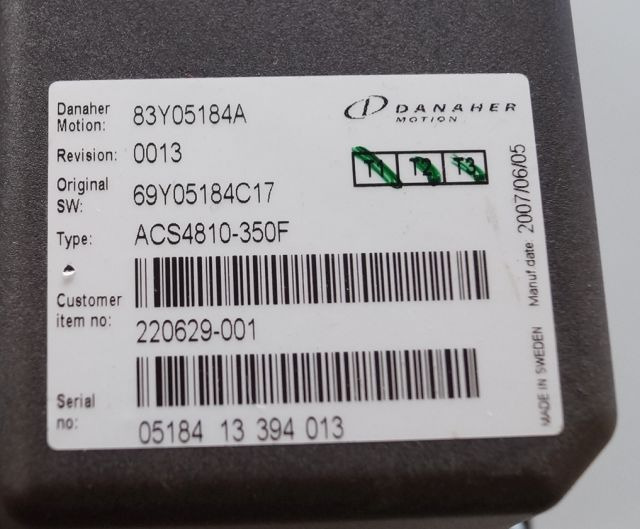 Toyota/BT 220629-001 | Danaher motion AC Superdrive motor controller 83Y05184A A Danaher motion AC Superdrive motor controller 83Y05184A ACS4810-350F Rev 0013 sn. 0518413394013 - ECU for Material handling equipment: picture 2 Toyota/BT 220629-001 | Danaher motion AC Superdrive motor controller 83Y05184A A Danaher motion AC Superdrive motor controller 83Y05184A ACS4810-350F Rev 0013 sn. 0518413394013 - ECU for Material handling equipment: picture 2