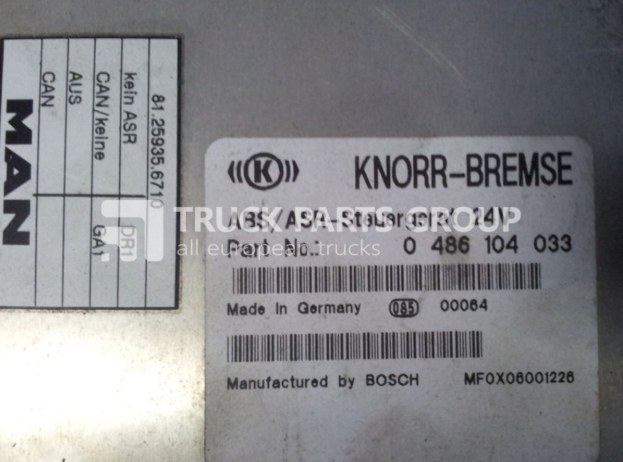 MAN L2000, ASR - CI12 EBS, ABS control unit, 81259356710, 0486104033 control unit - ECU for Truck: picture 2 MAN L2000, ASR - CI12 EBS, ABS control unit, 81259356710, 0486104033 control unit - ECU for Truck: picture 2