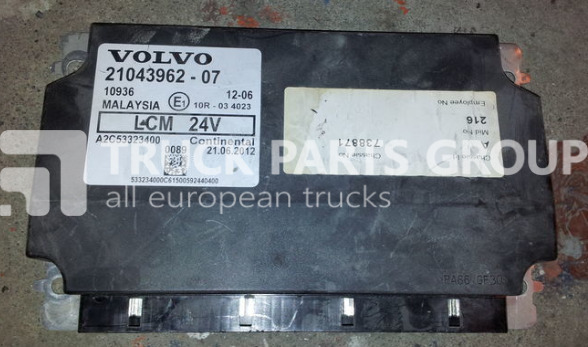 VOLVO FH13, FM13, EURO4 ,EURO5, LCM lightning control unit 21043962, 2 control unit - ECU for Truck: picture 1 VOLVO FH13, FM13, EURO4 ,EURO5, LCM lightning control unit 21043962, 2 control unit - ECU for Truck: picture 1