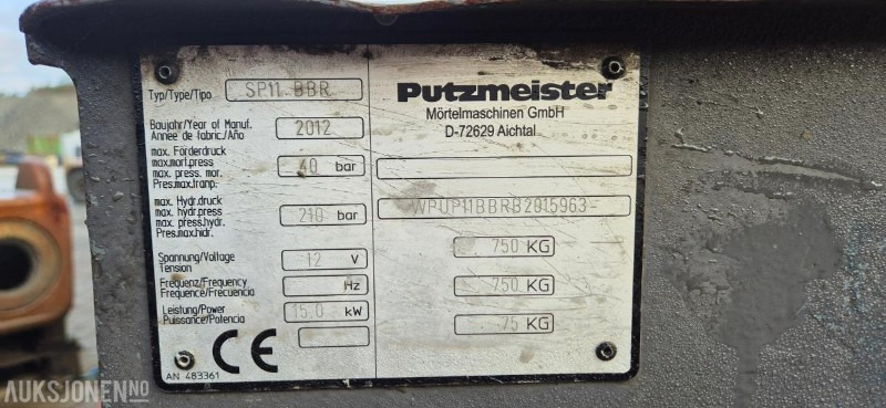 2012 Putzmeister SPZ11.BBR. - Construction equipment: picture 5 2012 Putzmeister SPZ11.BBR. - Construction equipment: picture 5