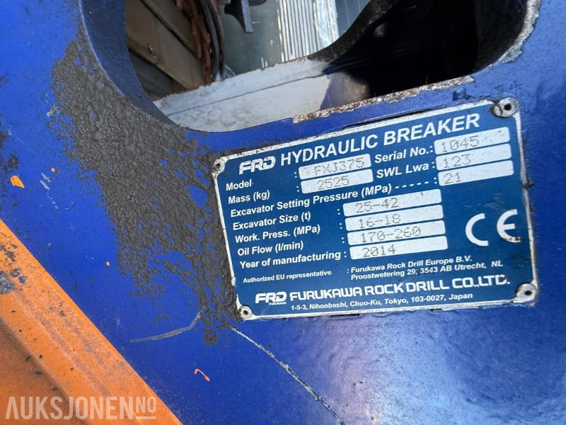 2014 Furukawa FXJ-375 dele-hammer - Construction equipment: picture 3 2014 Furukawa FXJ-375 dele-hammer - Construction equipment: picture 3