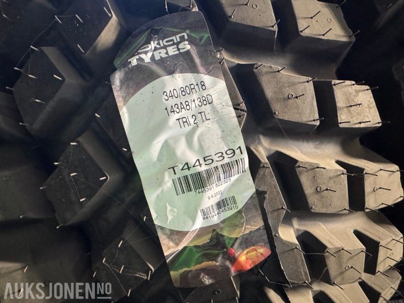 4 stk Nokian Maskindekk - 340/80R18 - Ubrukte - Attachment for Construction machinery: picture 2 4 stk Nokian Maskindekk - 340/80R18 - Ubrukte - Attachment for Construction machinery: picture 2