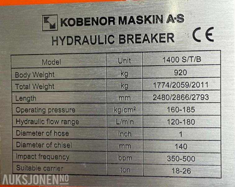 Ny KM 1400 Pigghammer med s70 HK feste - Hydraulic hammer: picture 5 Ny KM 1400 Pigghammer med s70 HK feste - Hydraulic hammer: picture 5