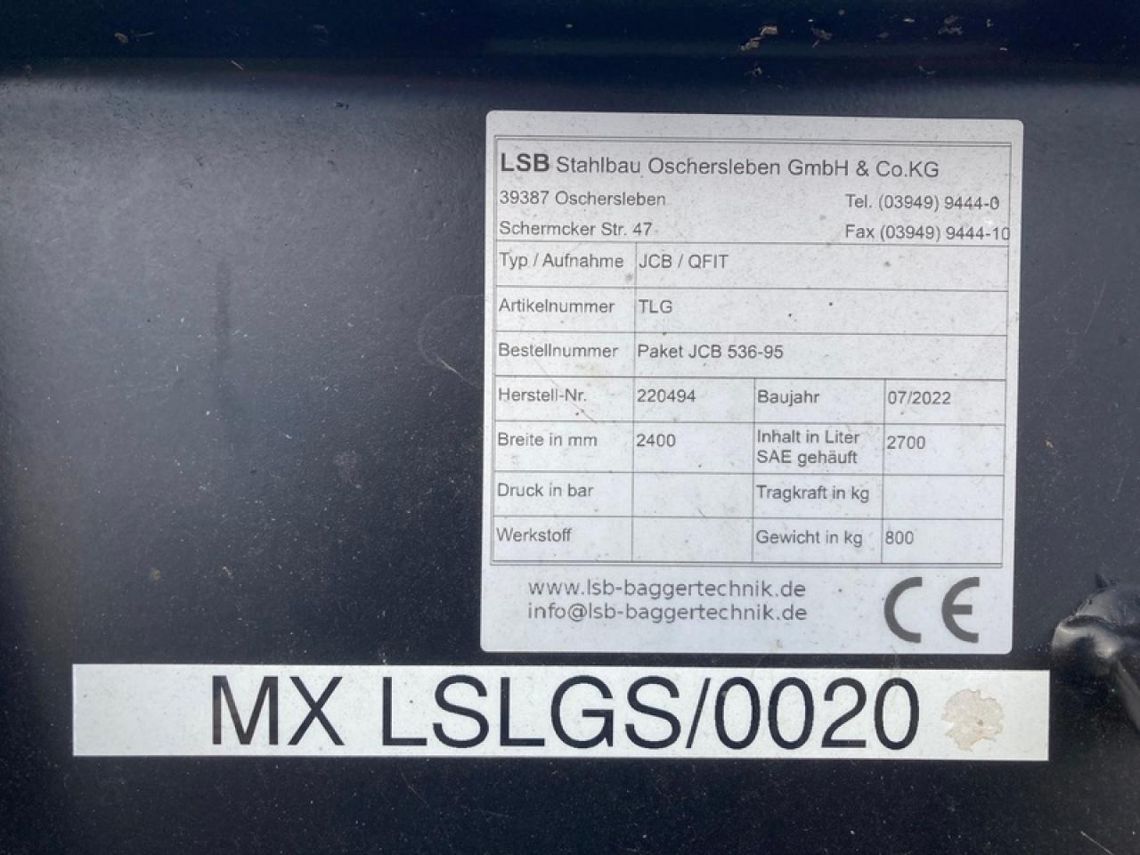 LEICHTGUTSCHAUFEL JCB - Loader bucket: picture 4 LEICHTGUTSCHAUFEL JCB - Loader bucket: picture 4