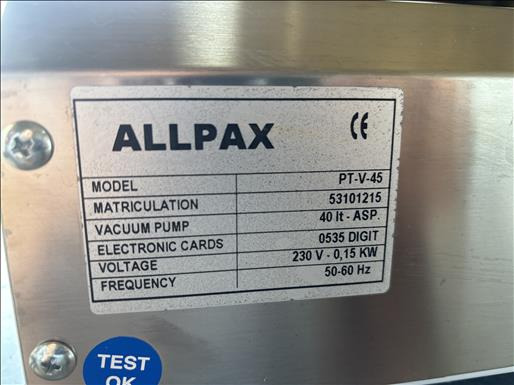 Allpax PT-V-45 Vacuum sealer - Packaging machinery: picture 4 Allpax PT-V-45 Vacuum sealer - Packaging machinery: picture 4