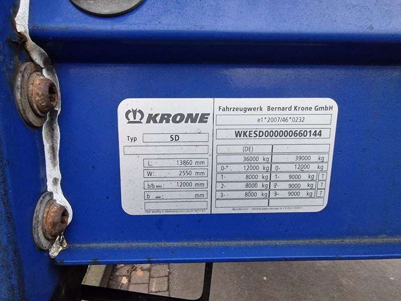 Curtainsider semi-trailer Krone SD Pritsche Plane Auflieger: picture 7 Curtainsider semi-trailer Krone SD Pritsche Plane Auflieger: picture 7