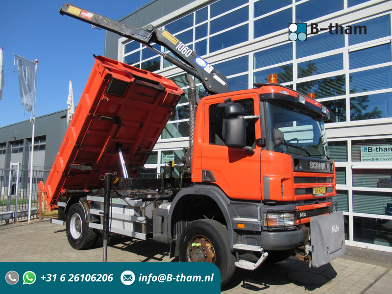 Scania P 114 CB 4x4 HZ 340 3-W. Tipper - 3-S. Kipper + HMF 1063 Crane Kran - Tipper, Crane truck: picture 1 Scania P 114 CB 4x4 HZ 340 3-W. Tipper - 3-S. Kipper + HMF 1063 Crane Kran - Tipper, Crane truck: picture 1