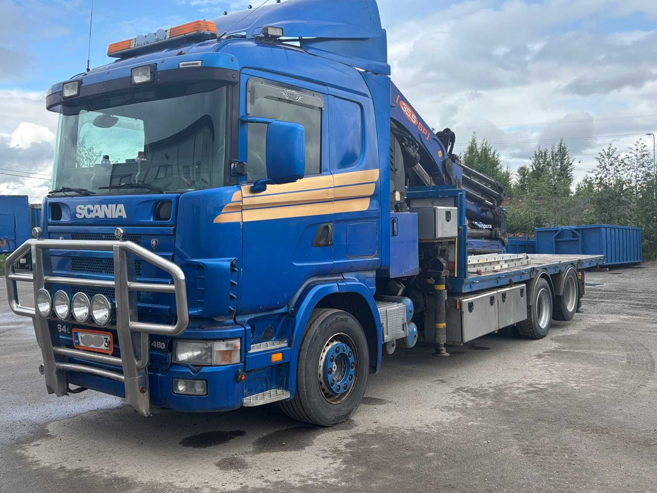 Truck Scania R 164 460 + crane PM 35.5 SP - Dropside/ Flatbed truck, Crane truck: picture 1 Truck Scania R 164 460 + crane PM 35.5 SP - Dropside/ Flatbed truck, Crane truck: picture 1