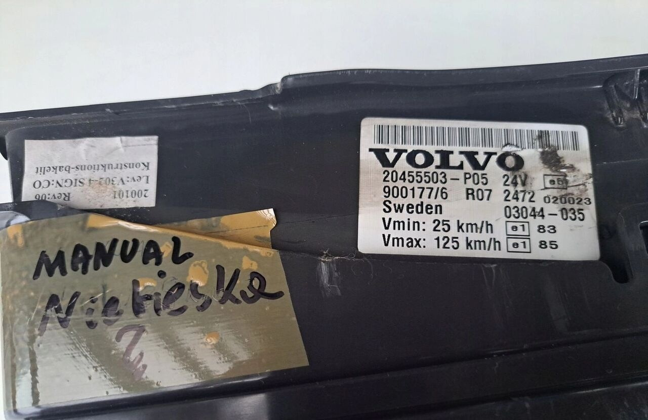 ZEGARY LICZNIKI VOLVO FH FM 9 12 MANUAL 20455503-P05 - Dashboard for Truck: picture 2 ZEGARY LICZNIKI VOLVO FH FM 9 12 MANUAL 20455503-P05 - Dashboard for Truck: picture 2