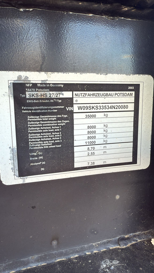 Tipper semi-trailer NPF-POTSDAM SKS 27 Tipper Semi-trailer: picture 7