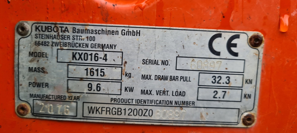 2016 Kubota KX016-4 Mini Digger, only 1550 hours on lease 2016 Kubota KX016-4 Mini Digger, only 1550 hours: picture 6 2016 Kubota KX016-4 Mini Digger, only 1550 hours on lease 2016 Kubota KX016-4 Mini Digger, only 1550 hours: picture 6