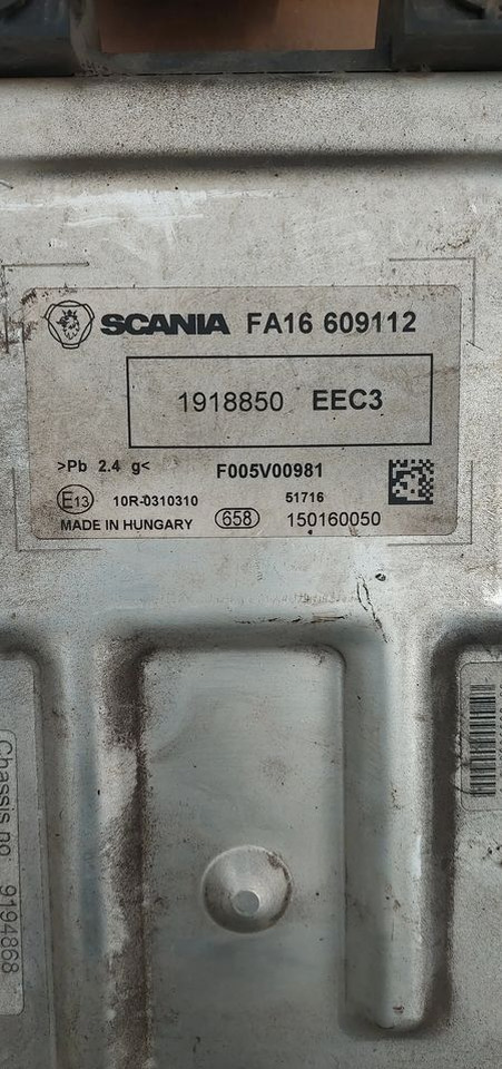 SCANIA EURO 6 STEROWNIK KOMPUTER EEC3 ADBLUE 16609112 - ECU for Truck: picture 1 SCANIA EURO 6 STEROWNIK KOMPUTER EEC3 ADBLUE 16609112 - ECU for Truck: picture 1