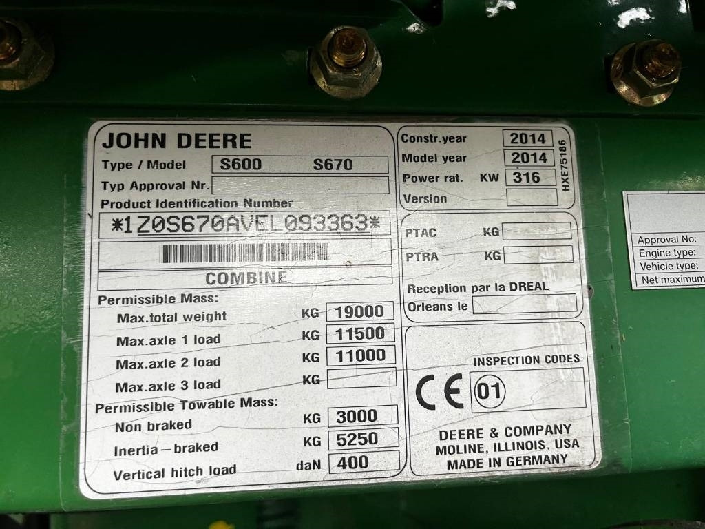 John Deere S 670 i RISO - Combine harvester: picture 5 John Deere S 670 i RISO - Combine harvester: picture 5