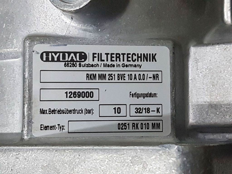Hydac RKM MM 251 BVE 10 A 0.0/-NR-1269000-Filter - Hydraulics for Construction machinery: picture 5 Hydac RKM MM 251 BVE 10 A 0.0/-NR-1269000-Filter - Hydraulics for Construction machinery: picture 5