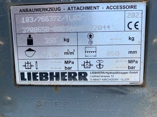 Liebherr (99001958) 0.85 m Tieflöffel / bucket SW 33 - Attachment for Construction machinery: picture 3 Liebherr (99001958) 0.85 m Tieflöffel / bucket SW 33 - Attachment for Construction machinery: picture 3