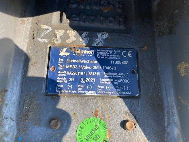 Lehnhoff (99002640) mech. SW Lehnhoff MS 03 - Quick coupler for Construction machinery: picture 1 Lehnhoff (99002640) mech. SW Lehnhoff MS 03 - Quick coupler for Construction machinery: picture 1