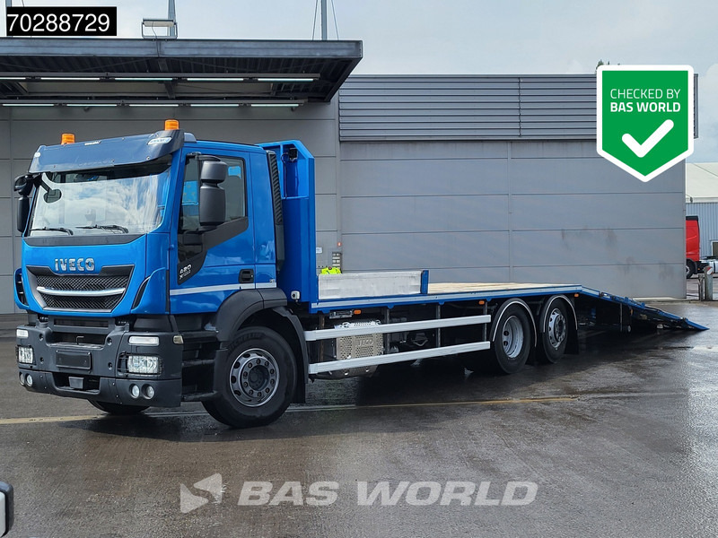 Iveco X-Way 420 6X2 Machine transporter Hydraulic Ramp Lift+steering axle ACC Euro 6 - Dropside/ Flatbed truck: picture 1 Iveco X-Way 420 6X2 Machine transporter Hydraulic Ramp Lift+steering axle ACC Euro 6 - Dropside/ Flatbed truck: picture 1