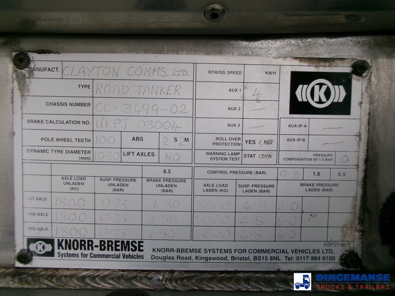 Tank semi-trailer Clayton Bitumen tank inox 31 m3 / 1 comp: picture 12