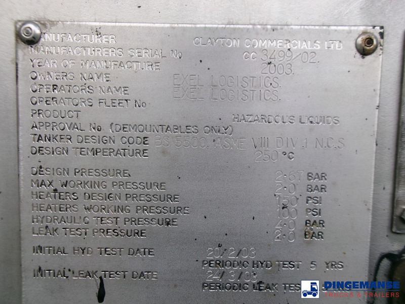 Tank semi-trailer Clayton Bitumen tank inox 31 m3 / 1 comp: picture 14
