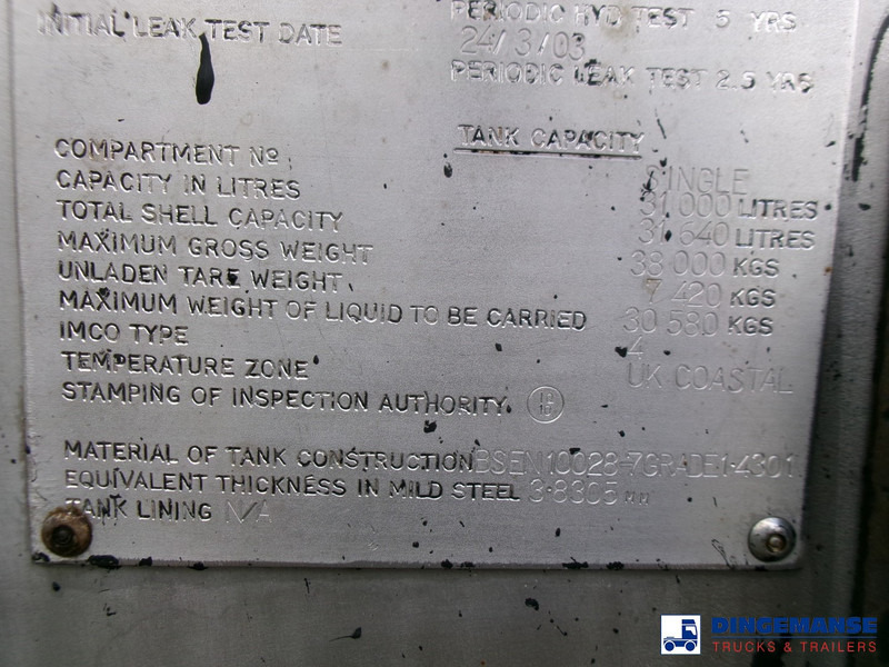 Tank semi-trailer Clayton Bitumen tank inox 31 m3 / 1 comp: picture 15