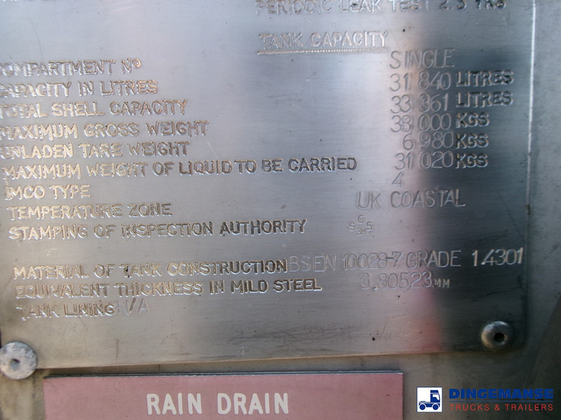Tank semi-trailer Clayton Bitumen tank inox 33 m3 / 1 comp + ADR: picture 15