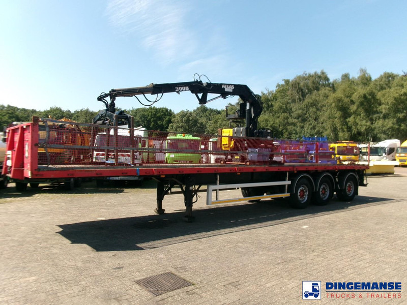 Fruehauf 3-axle platform trailer + Atlas 3008 crane - Dropside/ Flatbed semi-trailer: picture 1 Fruehauf 3-axle platform trailer + Atlas 3008 crane - Dropside/ Flatbed semi-trailer: picture 1