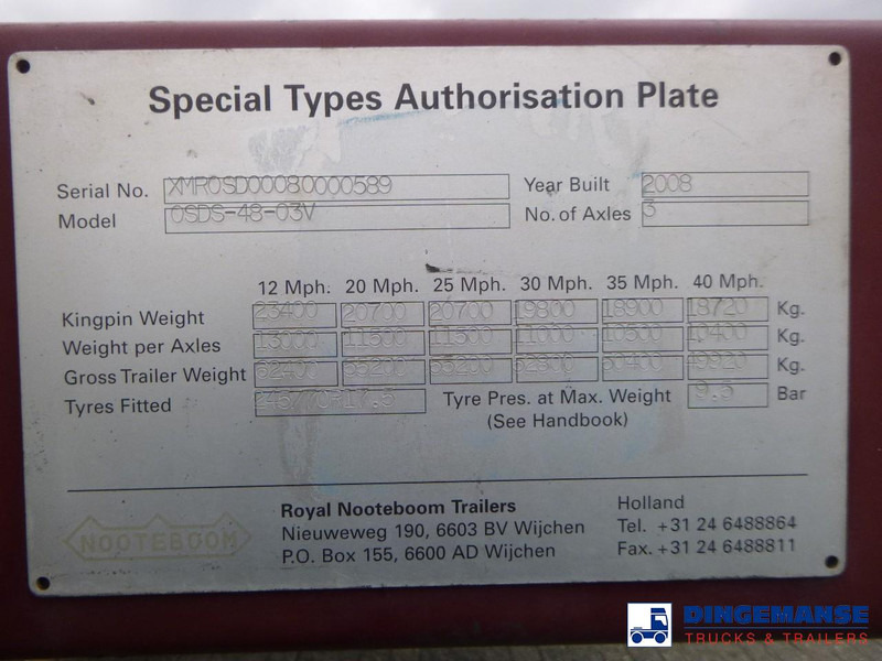 Low loader semi-trailer Nooteboom 3-axle semi-lowbed trailer extendable 14.5 m + ramps: picture 15 Low loader semi-trailer Nooteboom 3-axle semi-lowbed trailer extendable 14.5 m + ramps: picture 15
