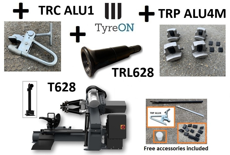 T628 Truck tyre changer 28 Inch + Tubeless roller + Alu rim clamp + Clamping jaws for Alu truck rims - Workshop equipment: picture 1 T628 Truck tyre changer 28 Inch + Tubeless roller + Alu rim clamp + Clamping jaws for Alu truck rims - Workshop equipment: picture 1