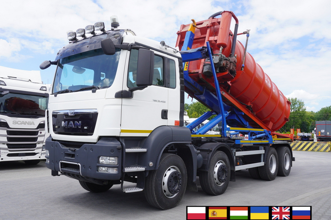 MAN TGS 35.400 8 × 4 E5 / HYVA HOOK LIFT 32.56 SE / Septic barrel 13000 L - Slurry tanker: picture 1 MAN TGS 35.400 8 × 4 E5 / HYVA HOOK LIFT 32.56 SE / Septic barrel 13000 L - Slurry tanker: picture 1