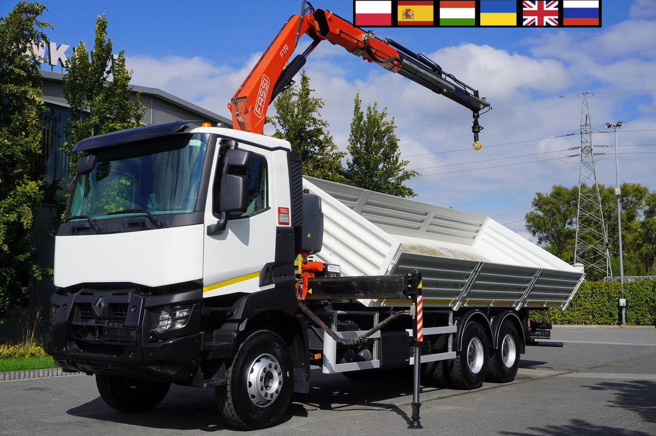 RENAULT K380 6×4 / FASSI F175 crane 7.85 t / 120 thousand km! / 2-sided tipper - Tipper, Crane truck: picture 1 RENAULT K380 6×4 / FASSI F175 crane 7.85 t / 120 thousand km! / 2-sided tipper - Tipper, Crane truck: picture 1